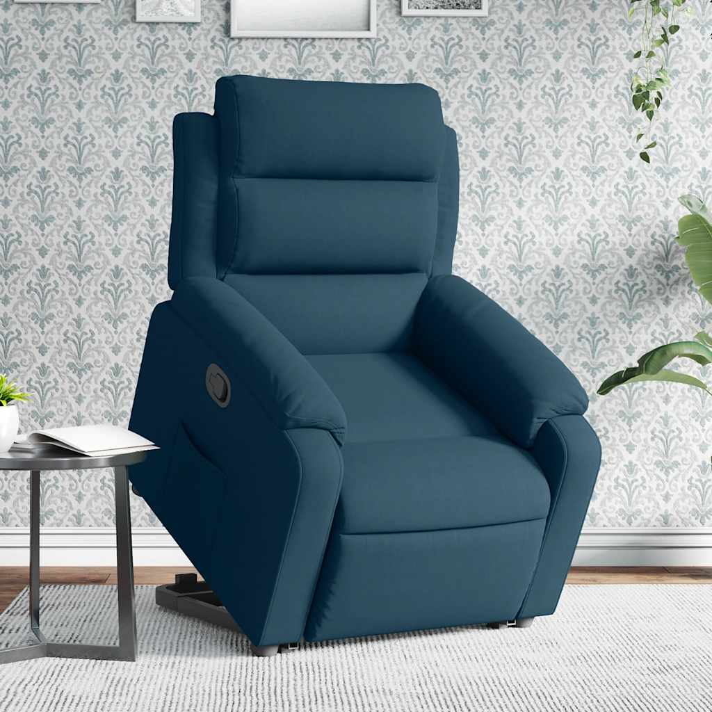 Relaxsessel mit Aufstehhilfe Blau Samt