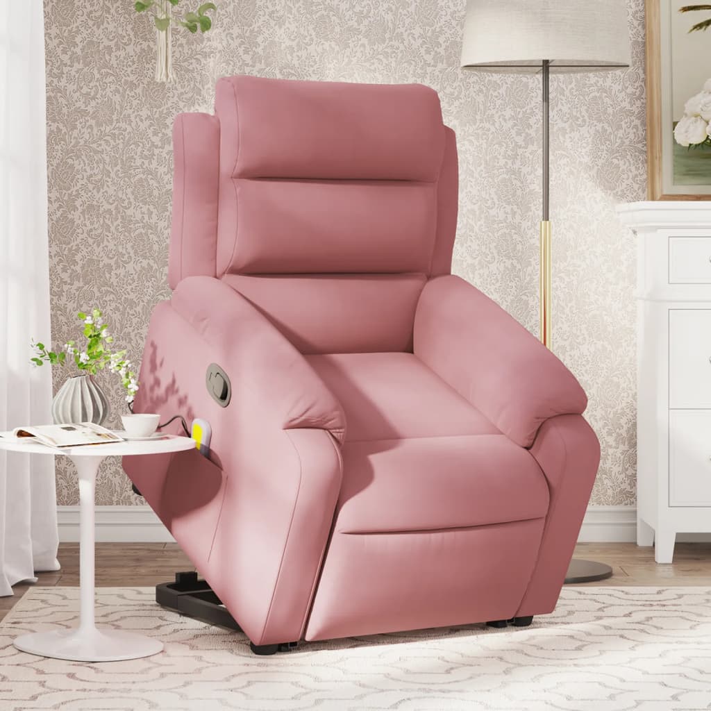 Massagesessel mit Aufstehhilfe Rosa Samt