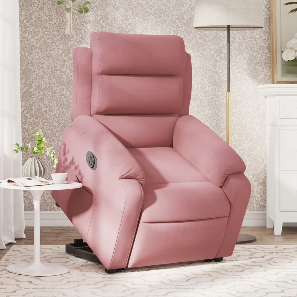 Relaxsessel mit Aufstehhilfe Elektrisch Rosa Samt