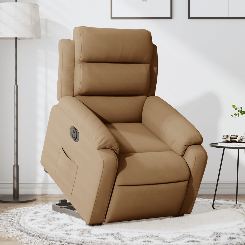 Relaxsessel mit Aufstehhilfe Elektrisch Braun Samt