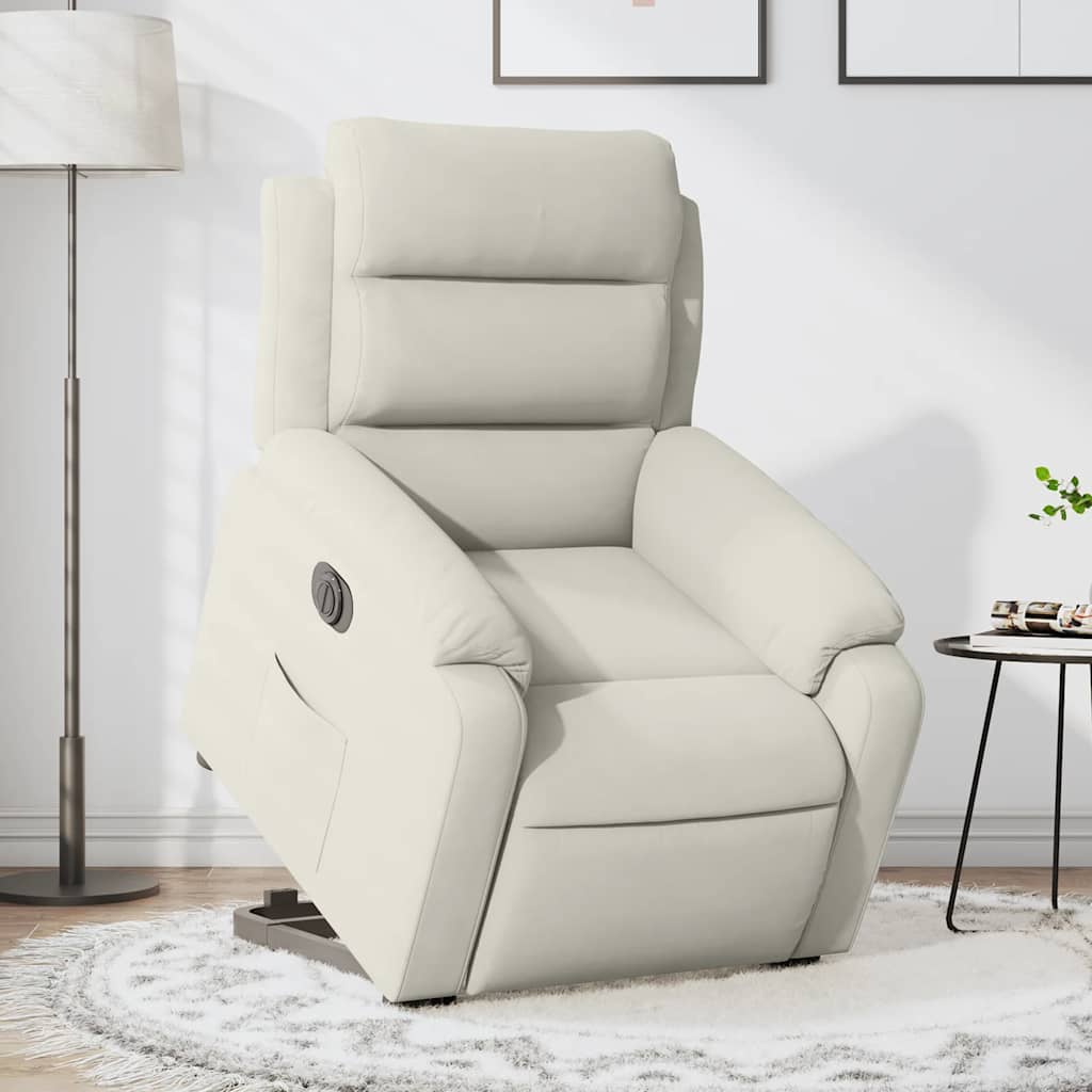 Relaxsessel mit Aufstehhilfe Elektrisch Creme Samt