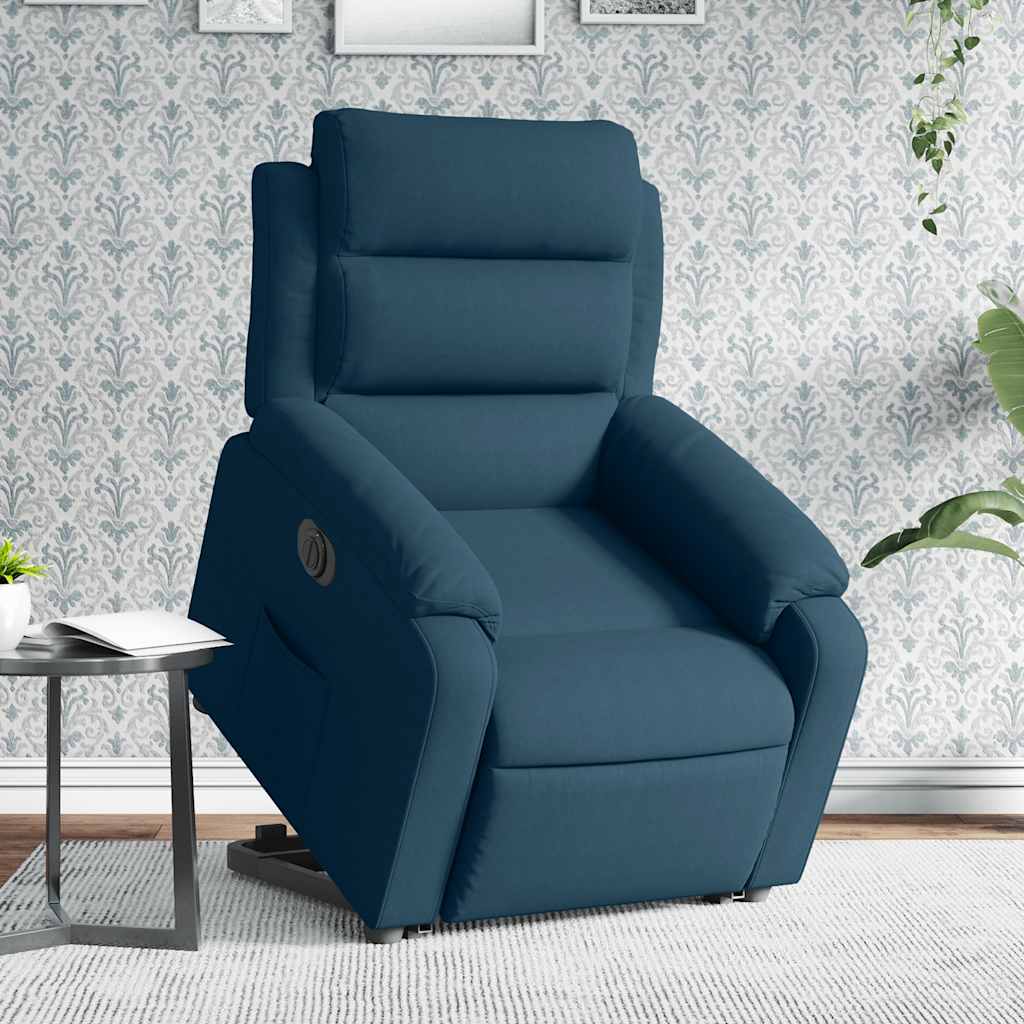 Relaxsessel mit Aufstehhilfe Elektrisch Blau Samt