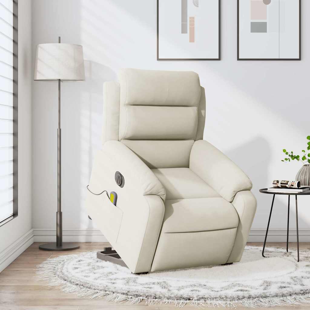 Massagesessel mit Aufstehhilfe Elektrisch Creme Samt