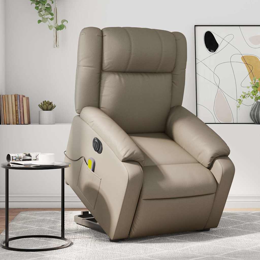 Massagesessel mit Aufstehhilfe Elektrisch Cappuccino Kunstleder