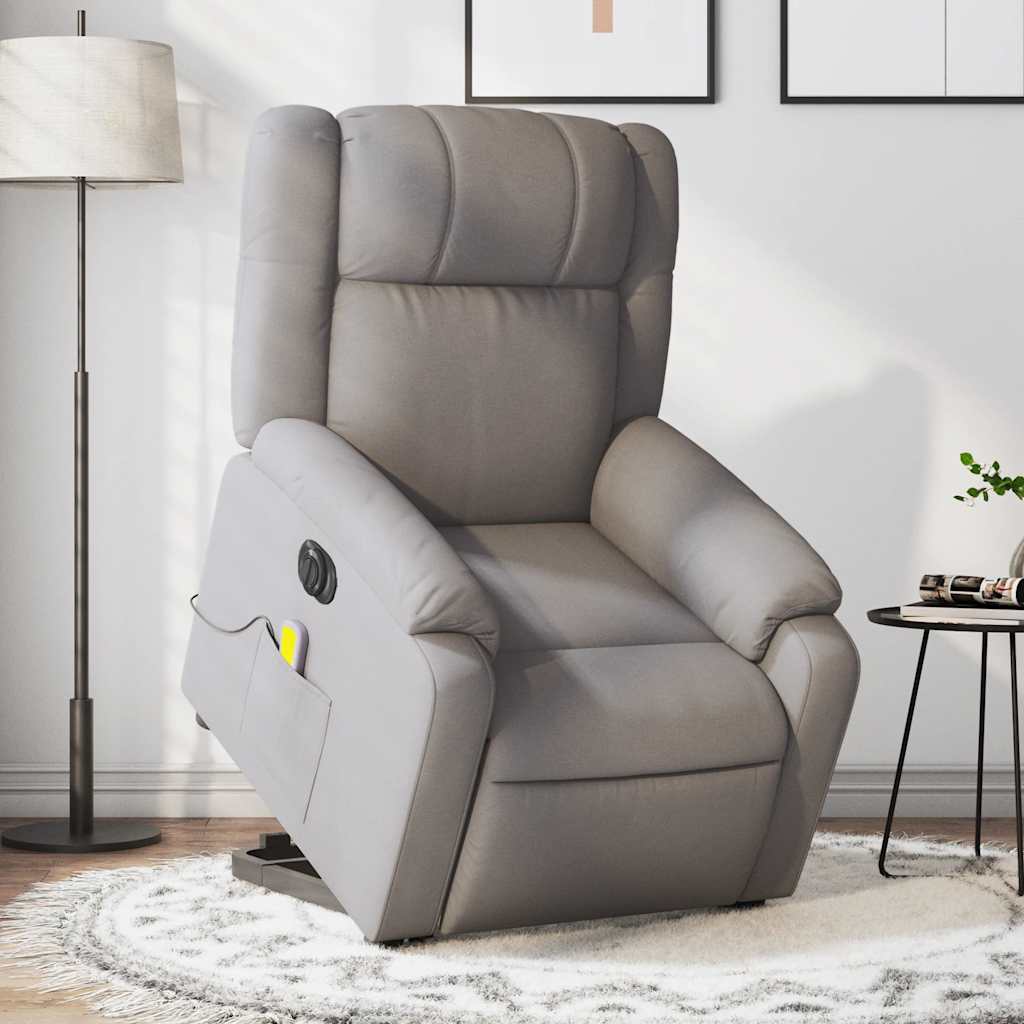 Elektrischer Massagesessel mit Aufstehhilfe Taupe Stoff