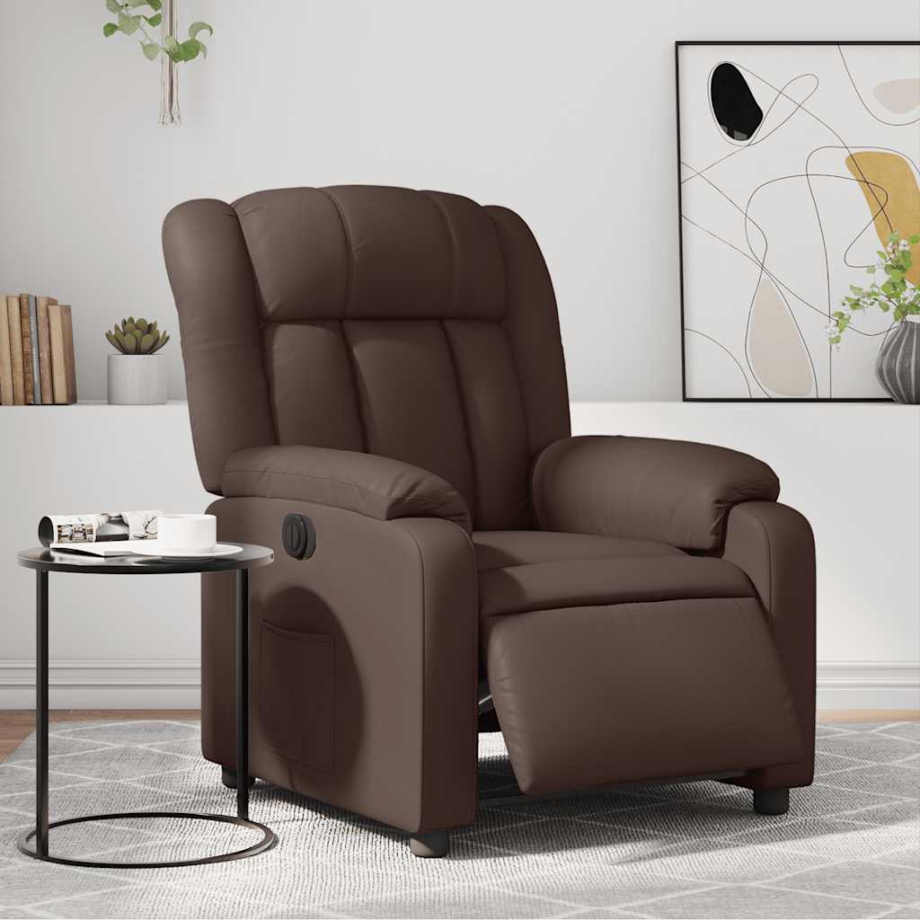 Elektrischer Relaxsessel Braun Kunstleder