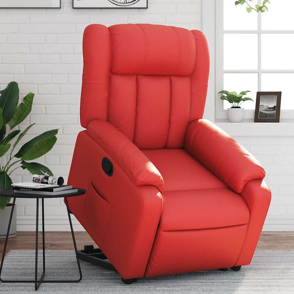 Relaxsessel mit Aufstehhilfe Rot Kunstleder