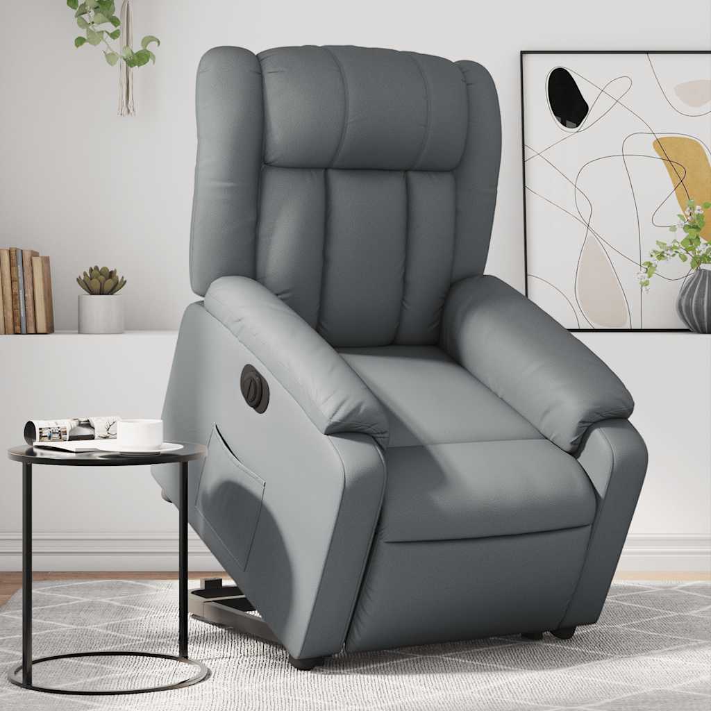 Relaxsessel mit Aufstehhilfe Elektrisch Grau Kunstleder