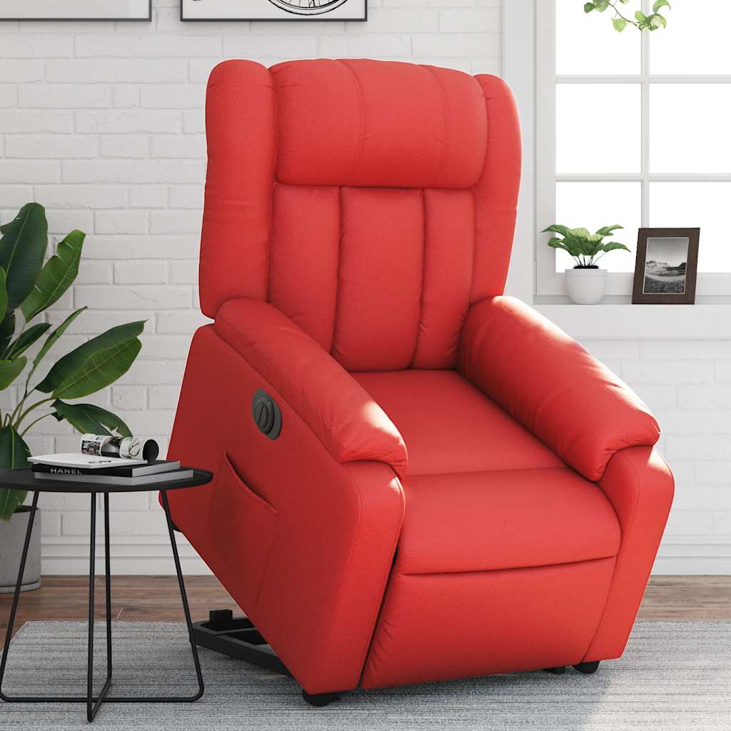 Relaxsessel mit Aufstehhilfe Elektrisch Rot Kunstleder