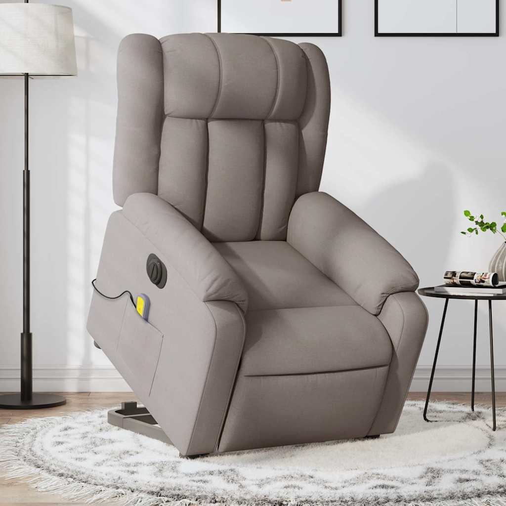 Elektrischer Massagesessel mit Aufstehhilfe Taupe Stoff