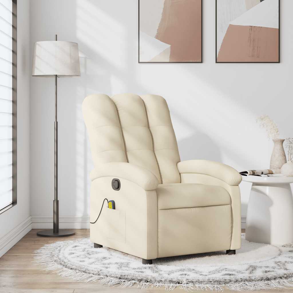 Massage-Relaxsessel, cremefarbener Stoff