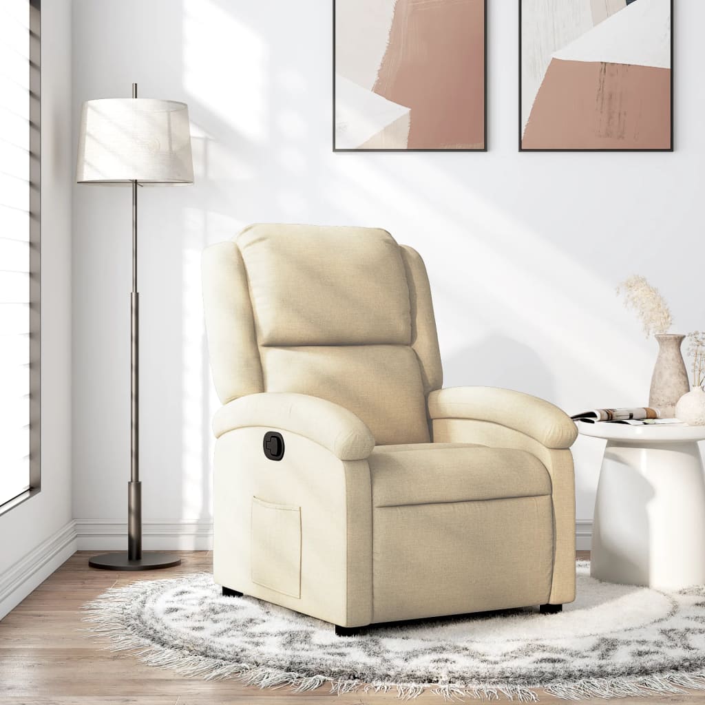 Relaxsessel, cremefarbener Stoff