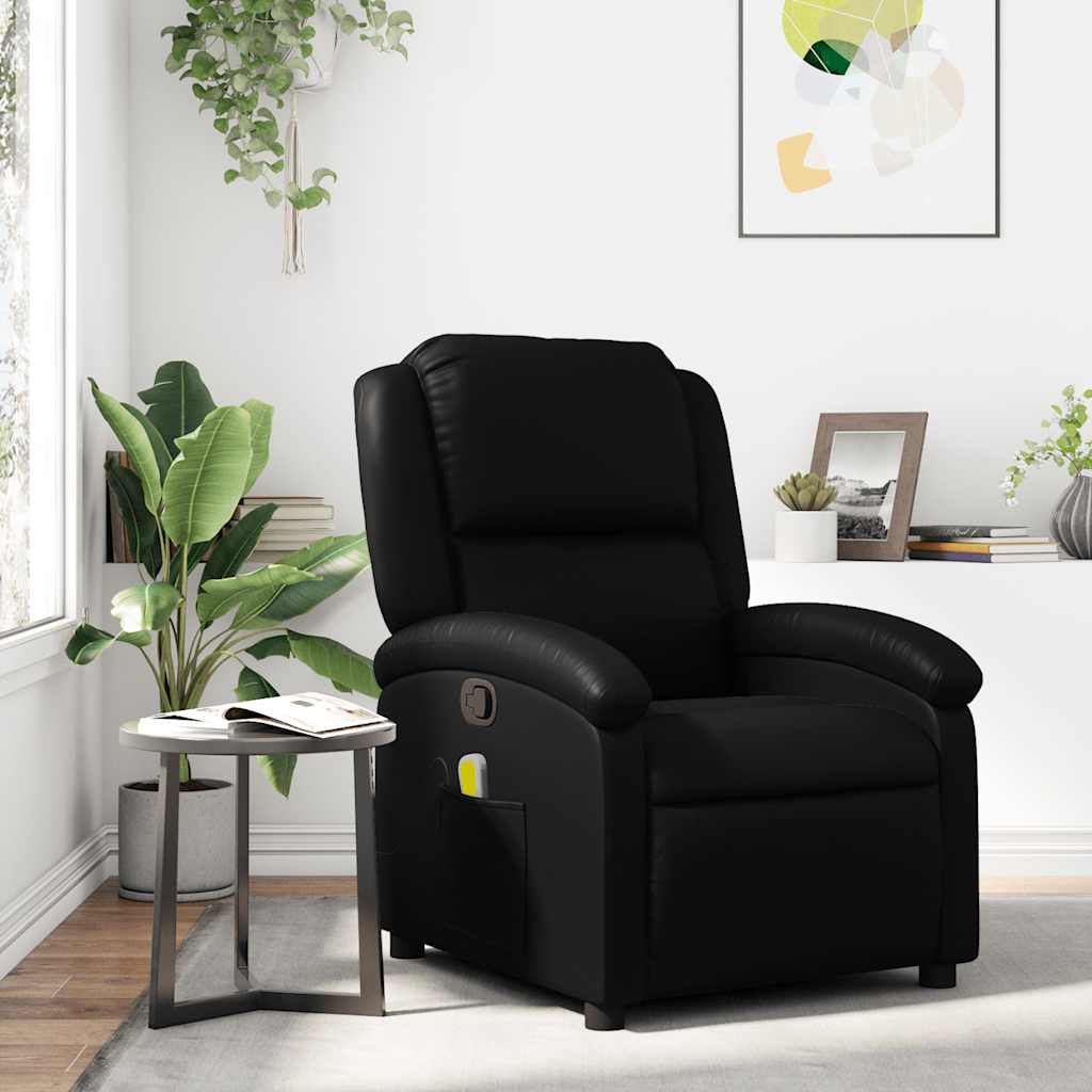 Massage-Relaxsessel, Kunstleder, Schwarz