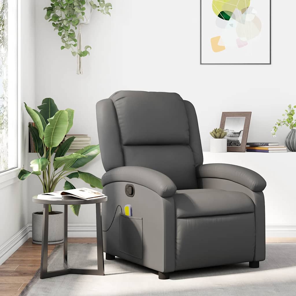 Massagesessel Relaxsessel Grau Kunstleder