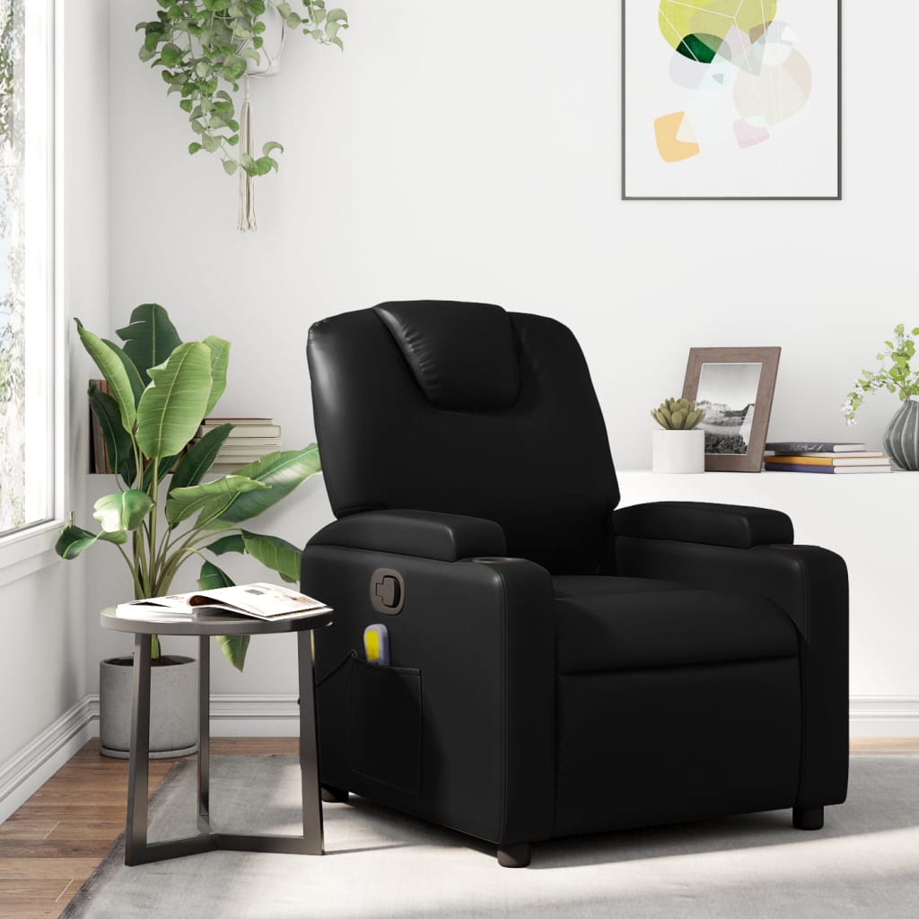 Massage-Relaxsessel, Kunstleder, Schwarz