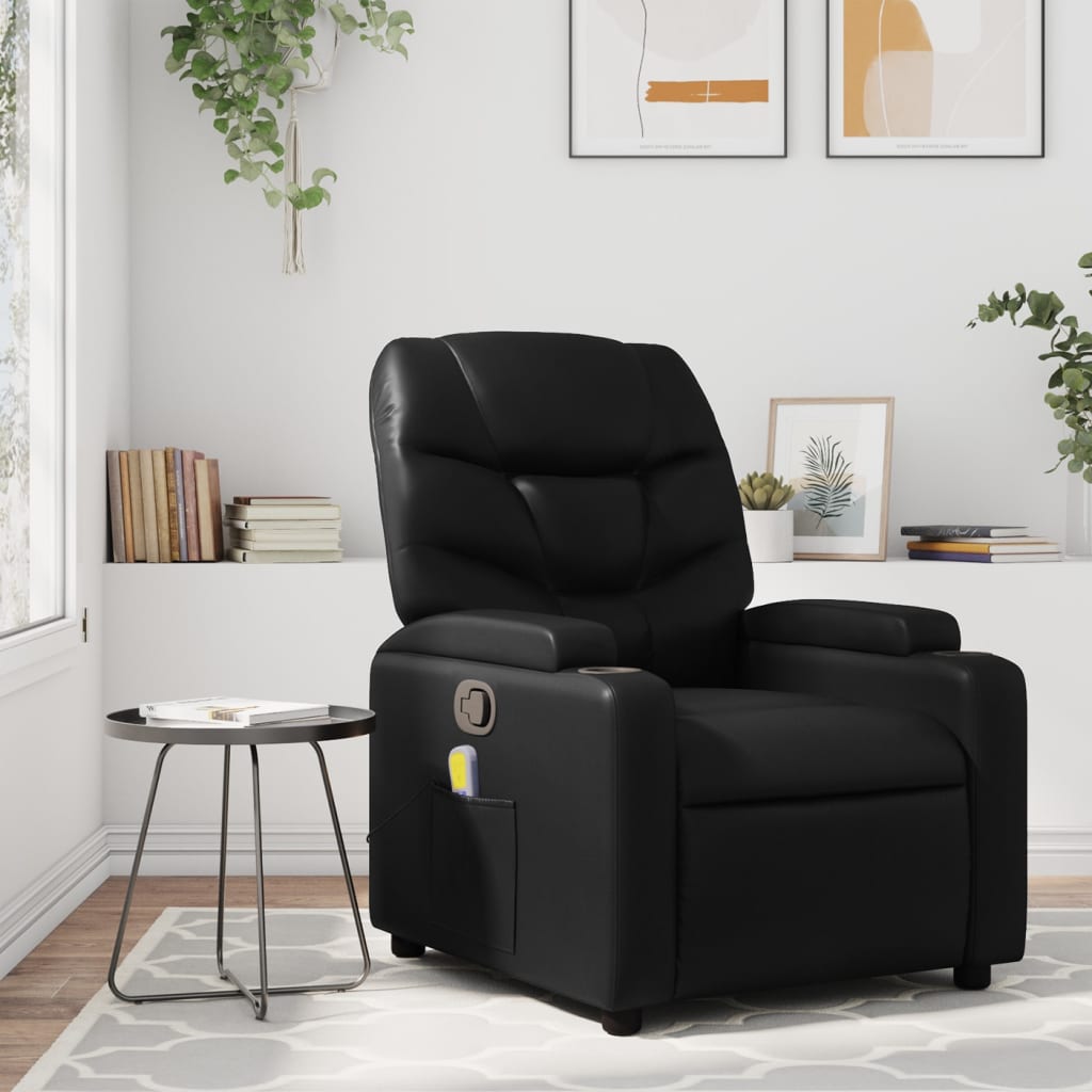Massage-Relaxsessel, Kunstleder, Schwarz