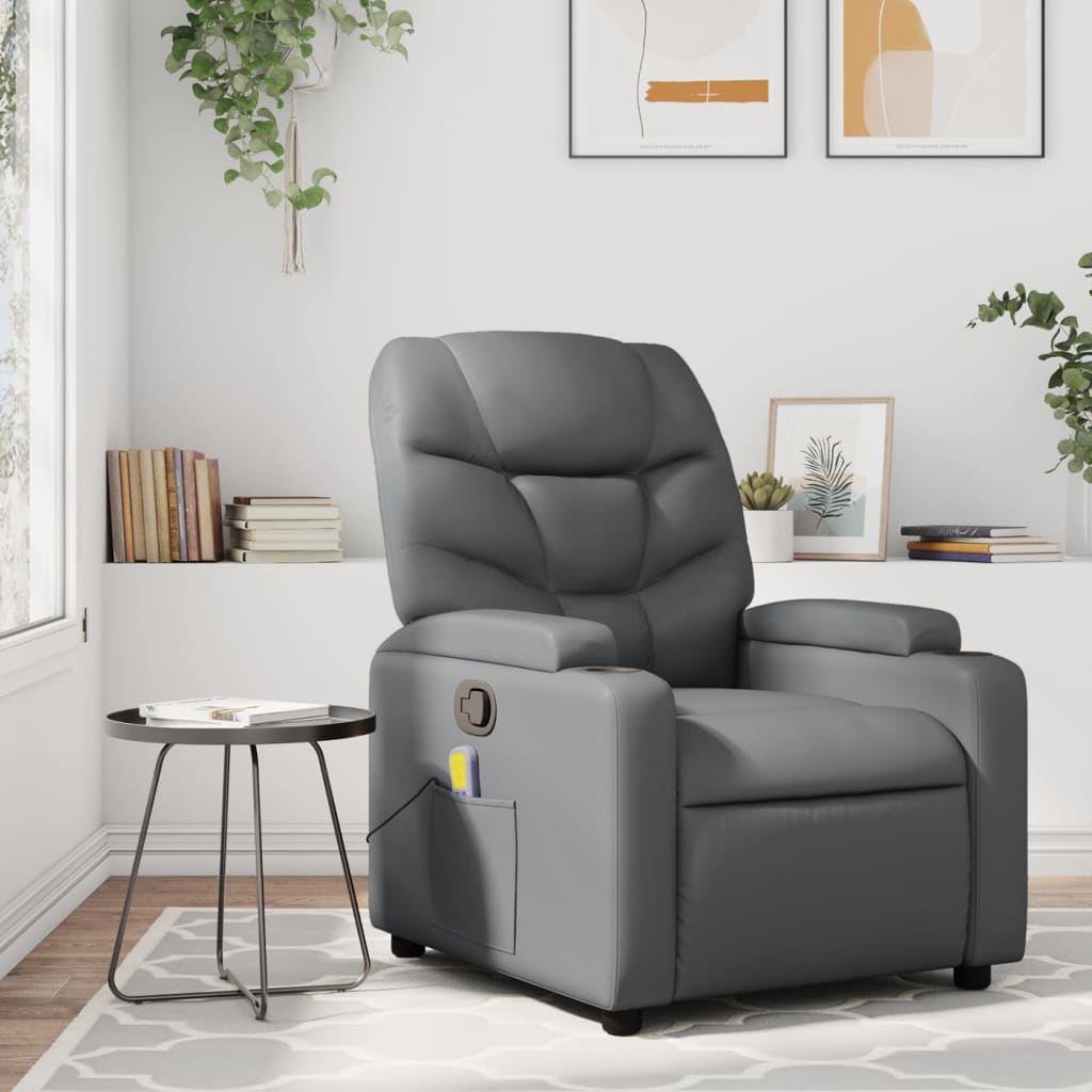 Massagesessel Relaxsessel Grau Kunstleder