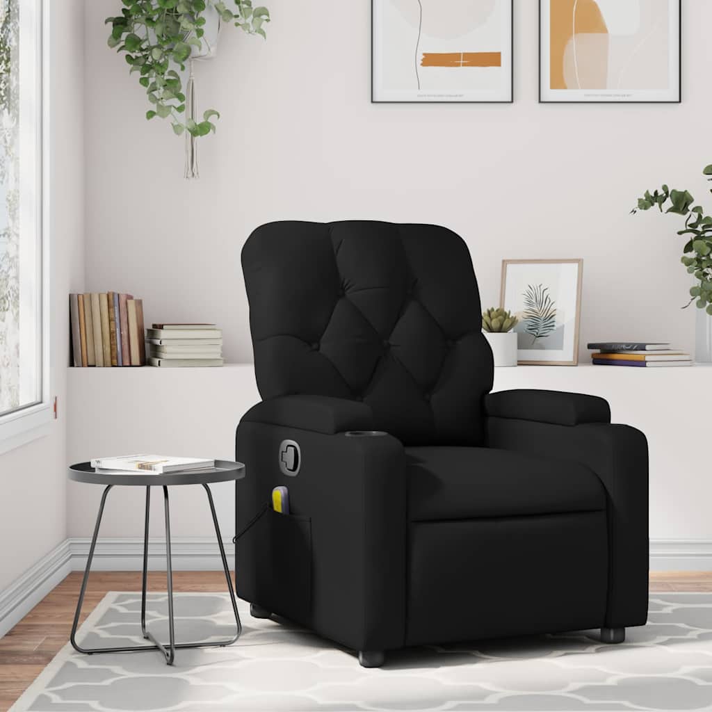 Massage-Relaxsessel, Kunstleder, Schwarz