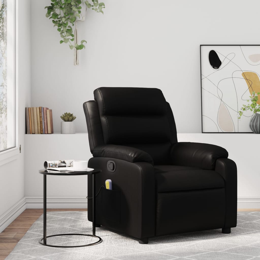 Massage-Relaxsessel, Kunstleder, Schwarz