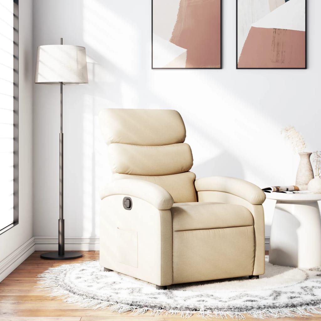 Relaxsessel, cremefarbener Stoff