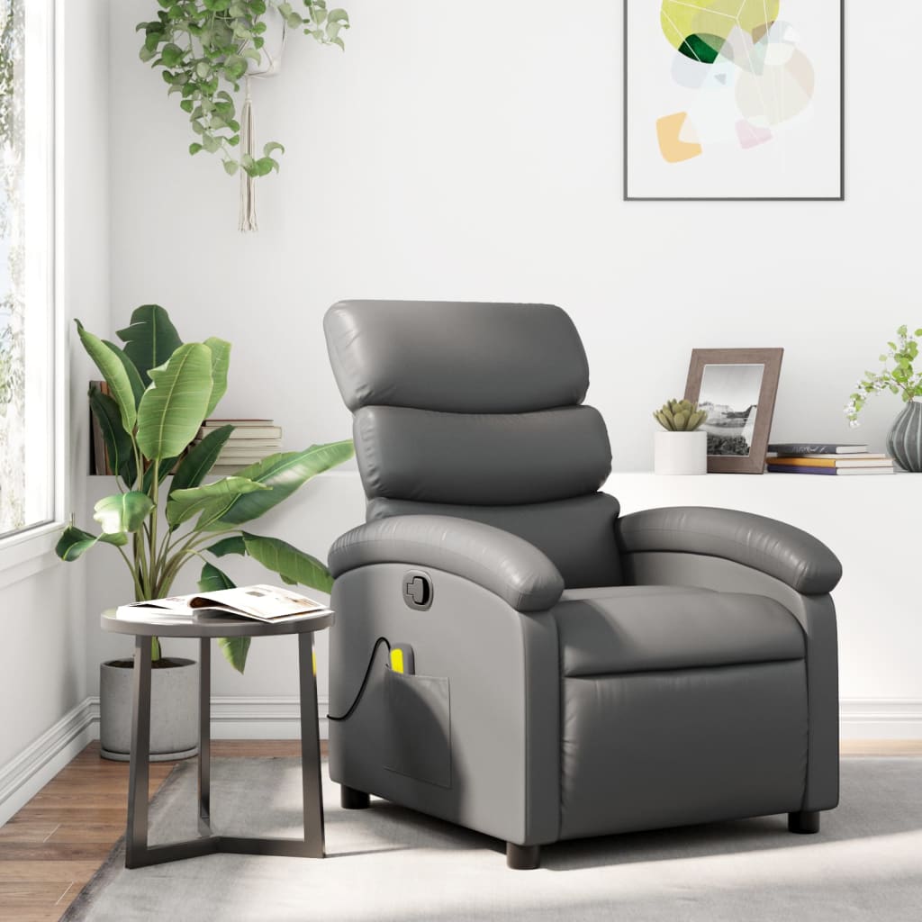 Massagesessel Relaxsessel Grau Kunstleder
