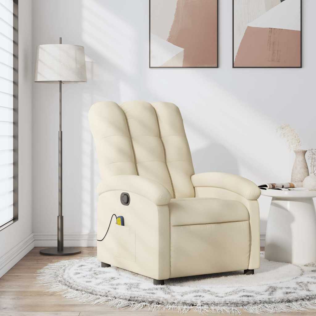 Massage-Relaxsessel, cremefarbener Stoff