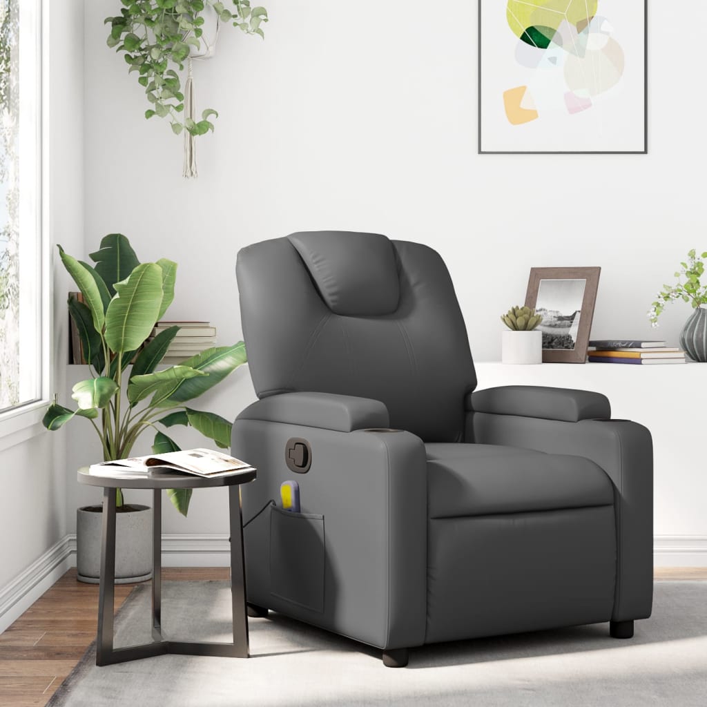 Massagesessel Relaxsessel Grau Kunstleder