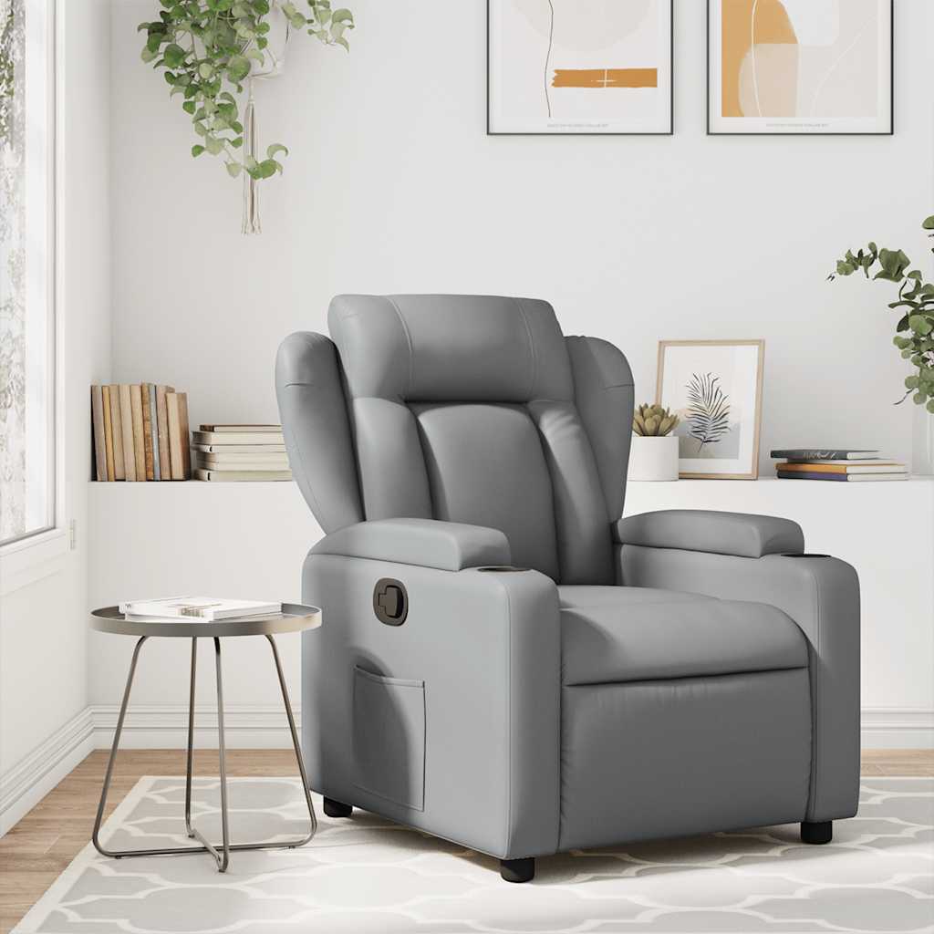 Massagesessel Relaxsessel Grau Kunstleder