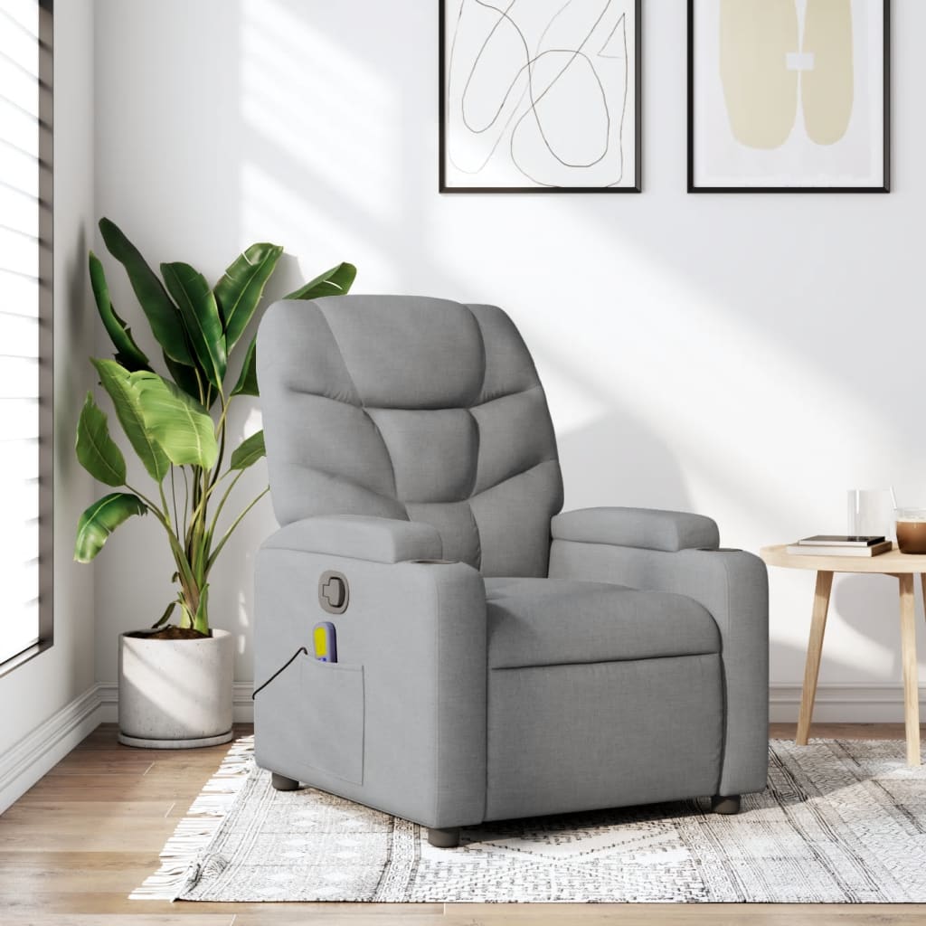 Massage-Relaxsessel, hellgrauer Stoff