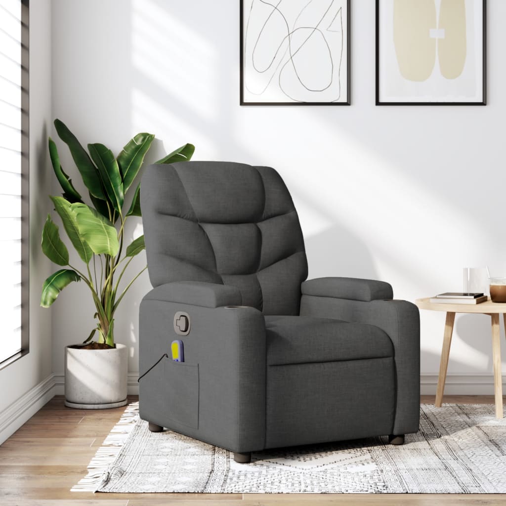 Massage-Relaxsessel, Stoff, Dunkelgrau