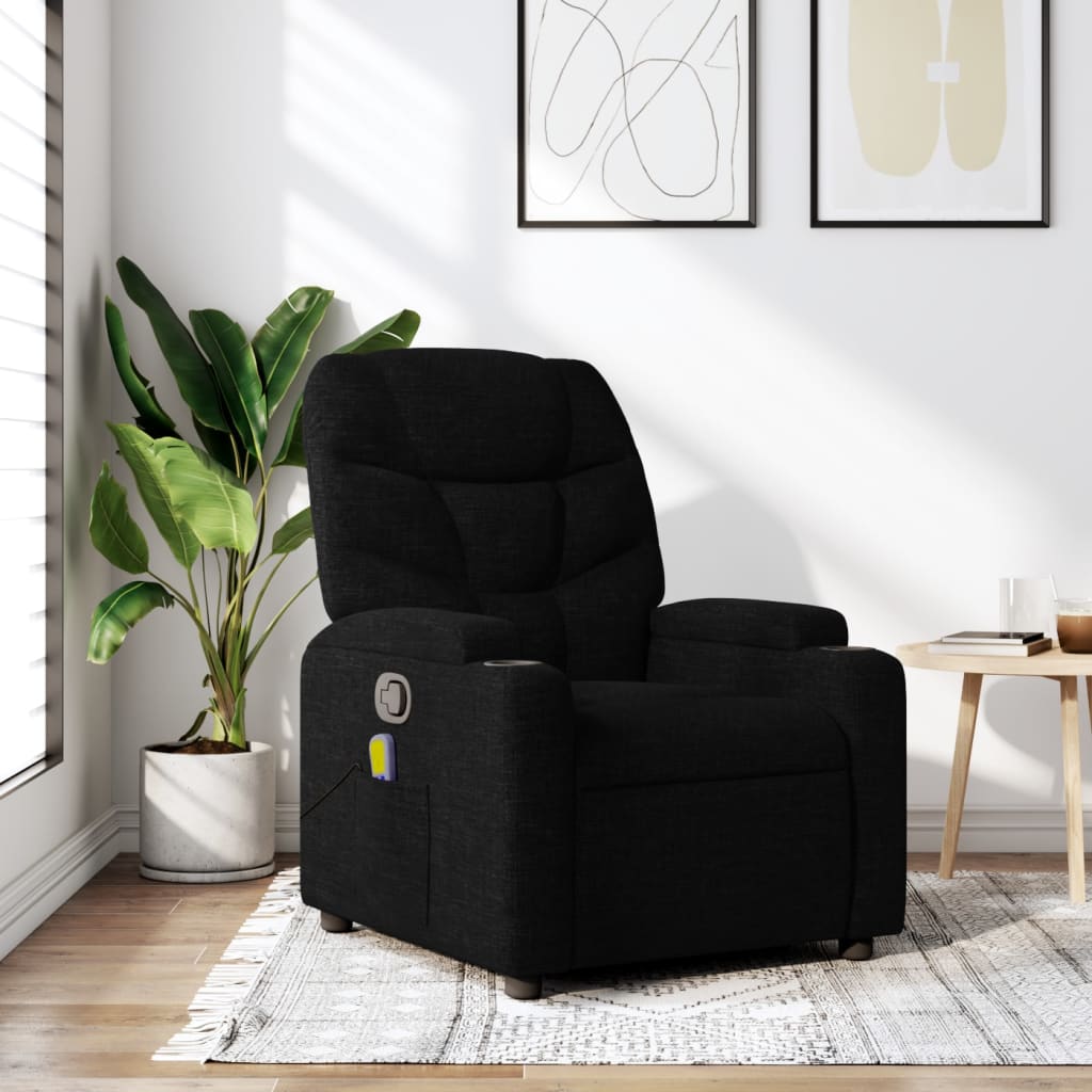 Massage-Relaxsessel, schwarzer Stoff