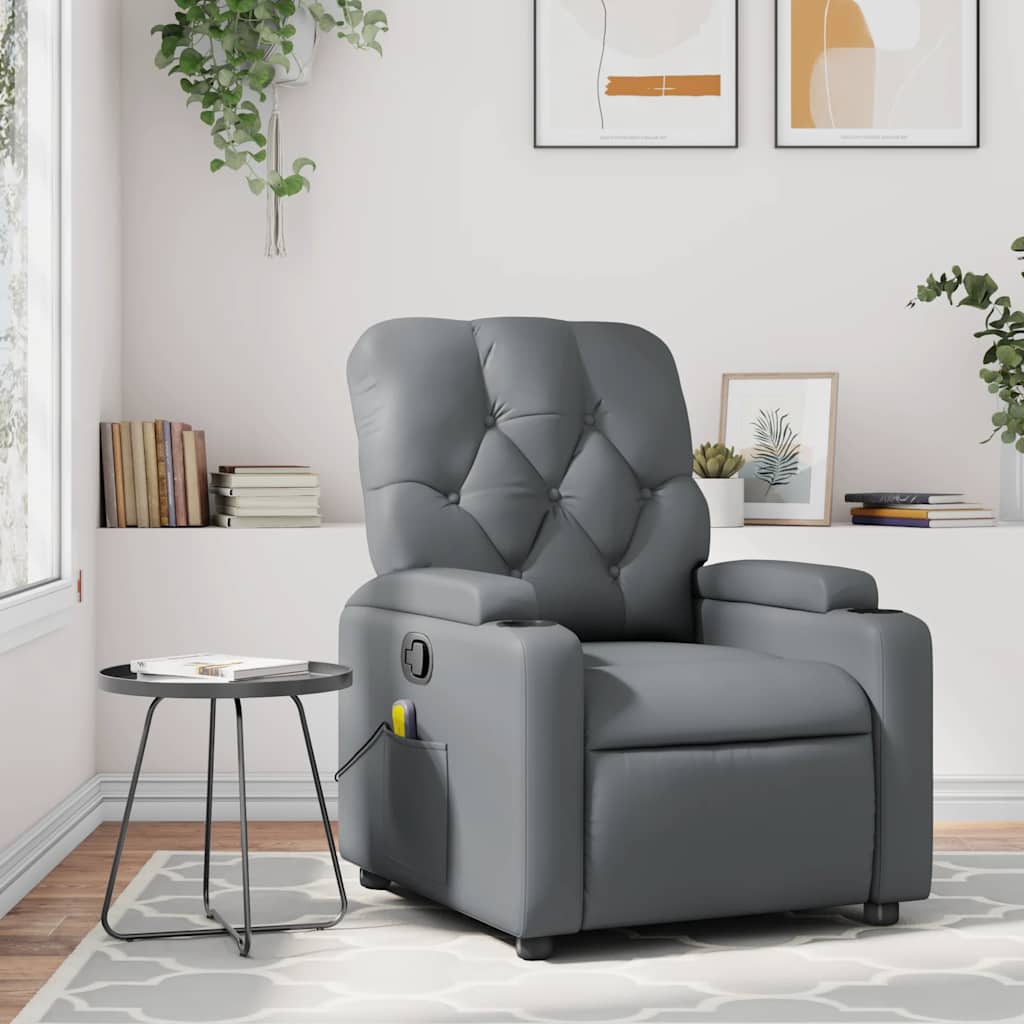 Massagesessel Relaxsessel Grau Kunstleder