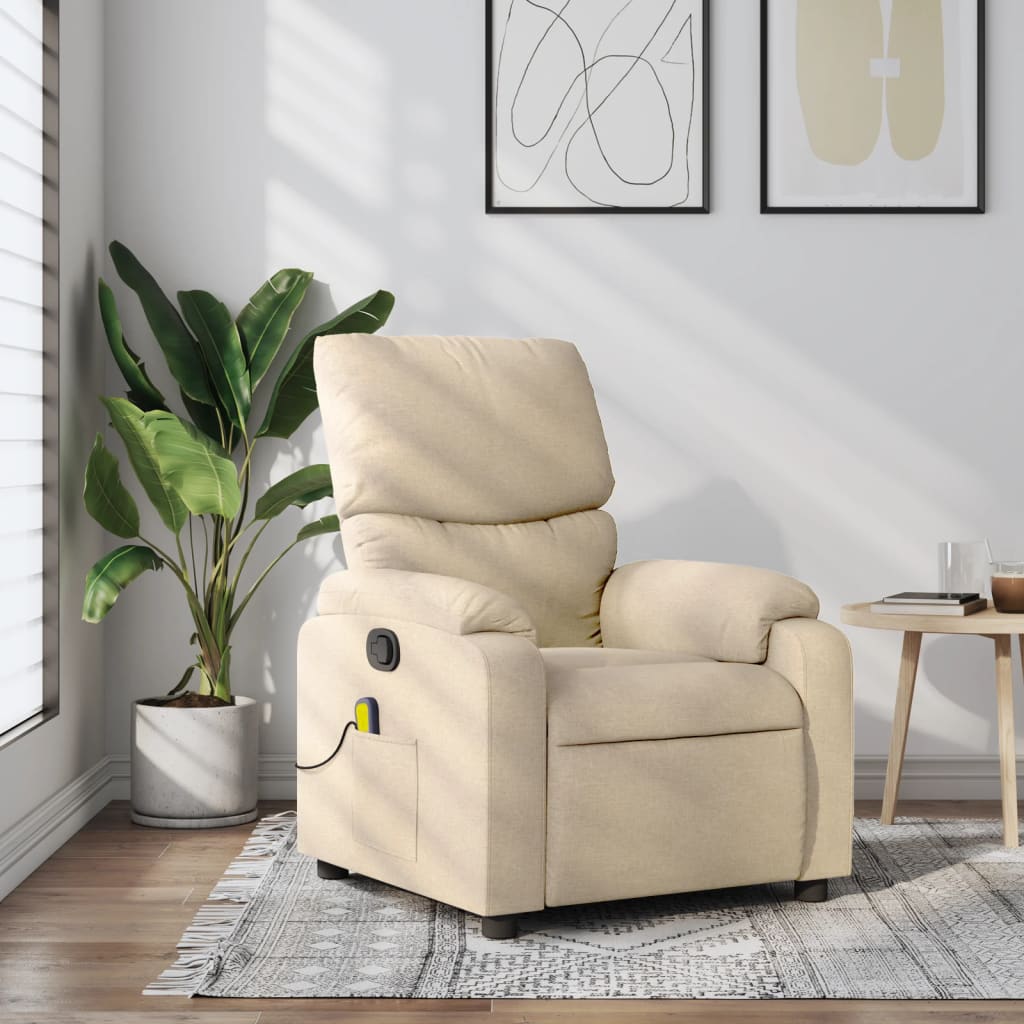 Massage-Relaxsessel, cremefarbener Stoff