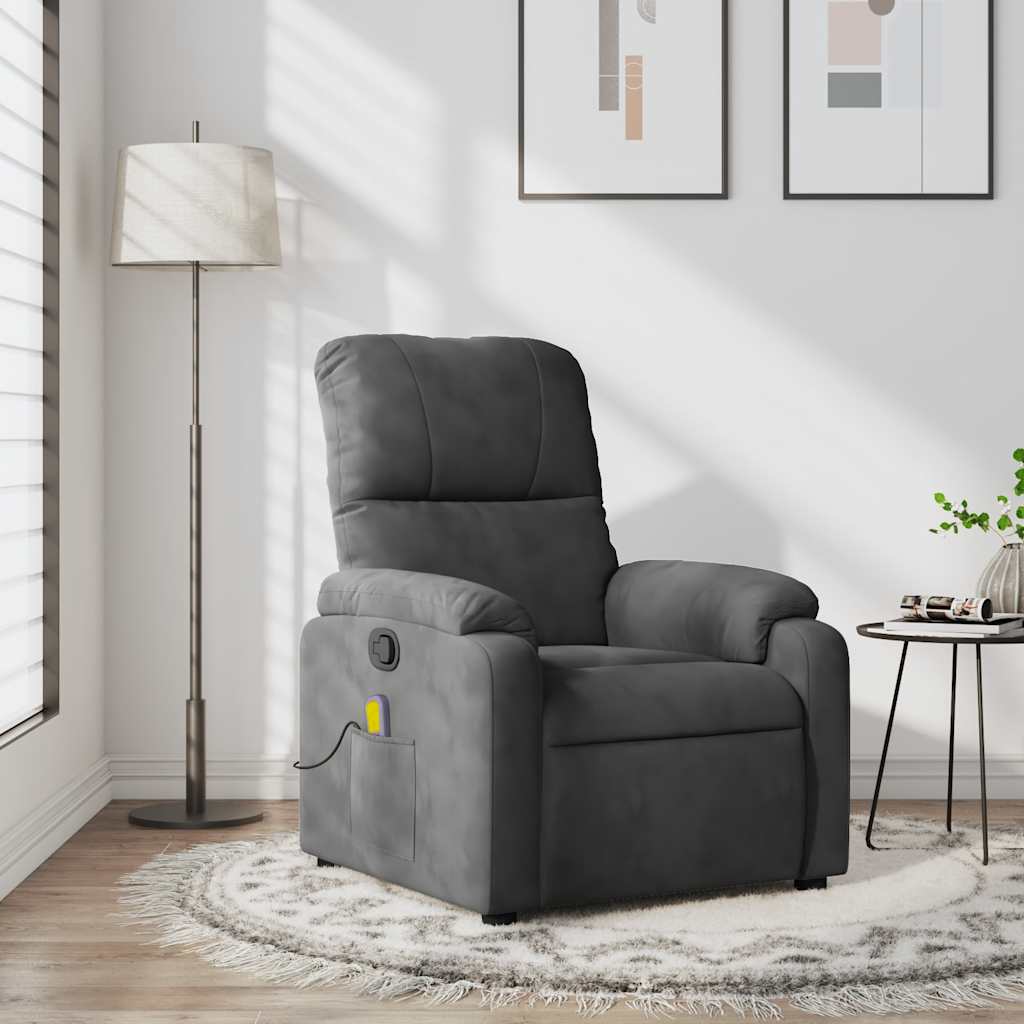 Massage-Relaxsessel, dunkelgrau, Mikrofaserstoff