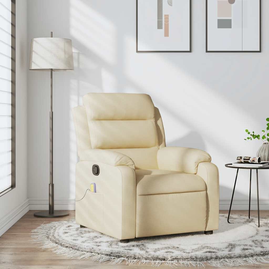 Massage-Relaxsessel, cremefarbener Stoff