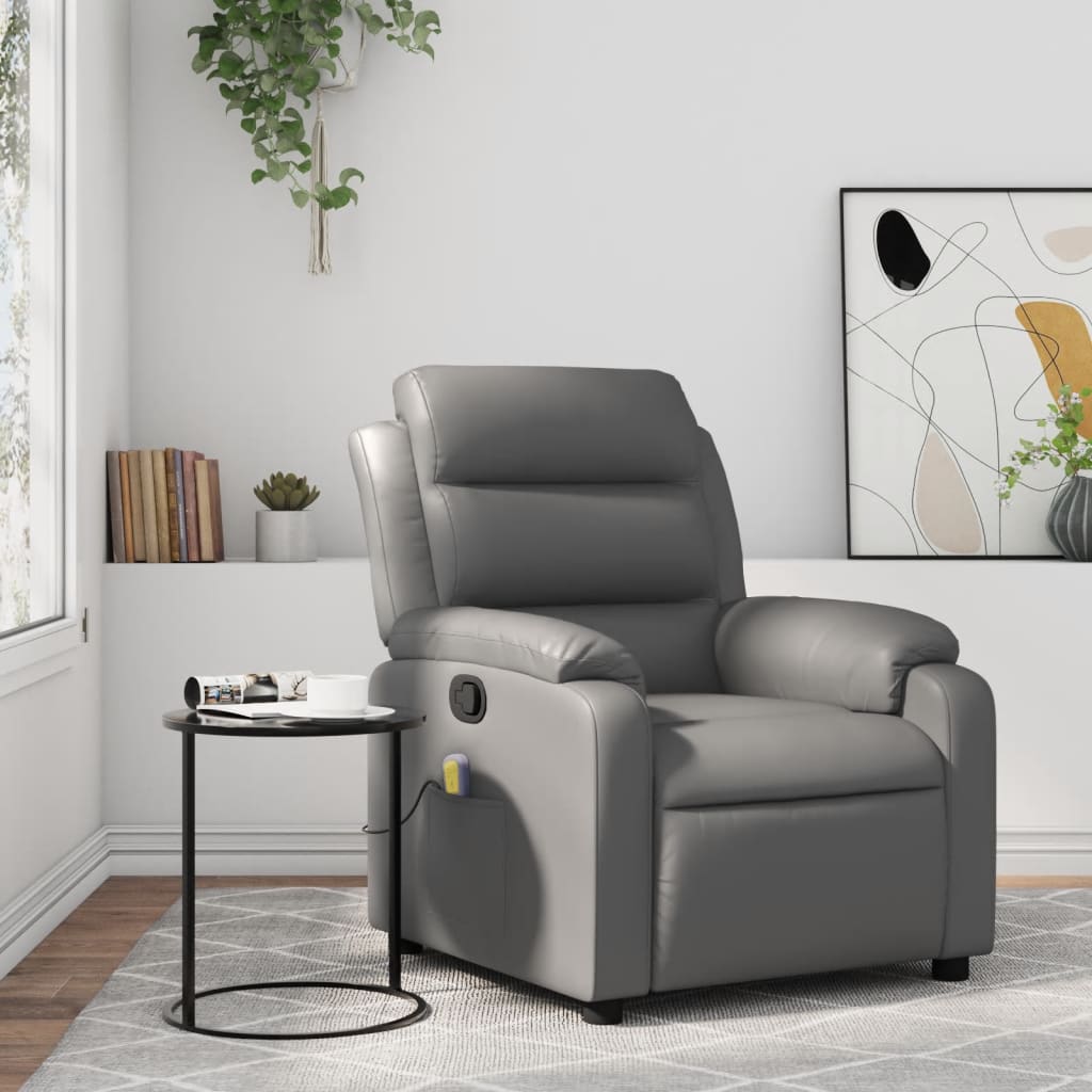 Massagesessel Relaxsessel Grau Kunstleder