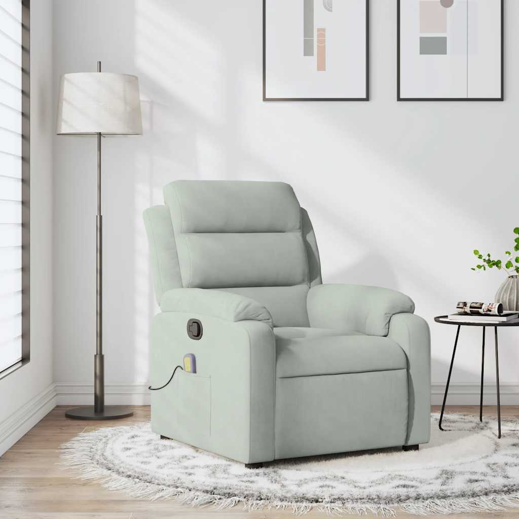 Massage-Relaxsessel, hellgrauer Samt