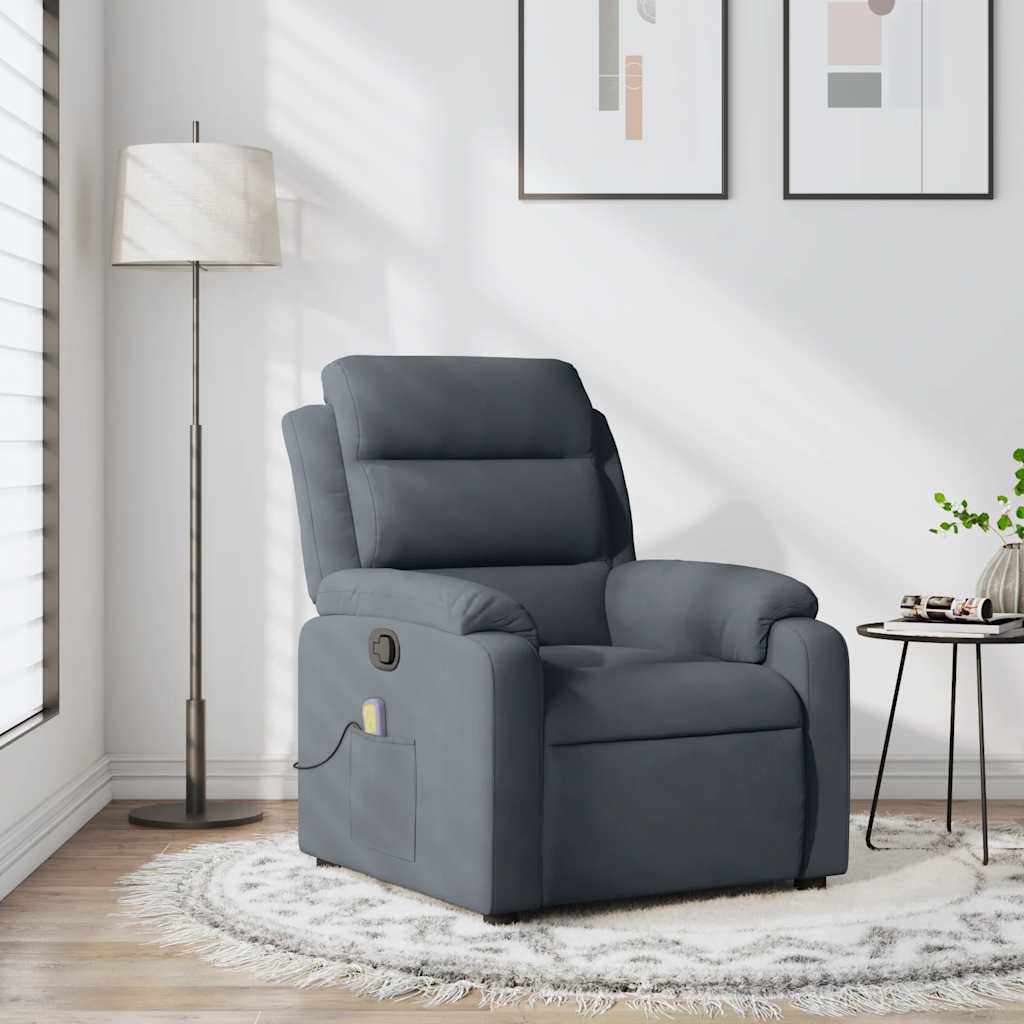 Massage-Relaxsessel, dunkelgrauer Samt