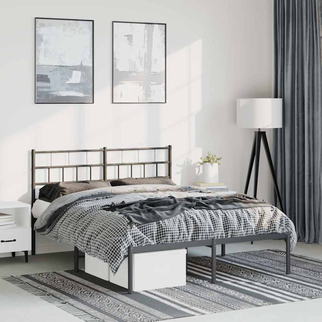 Bettgestell mit Kopfteil Metall Schwarz 150x200 cm