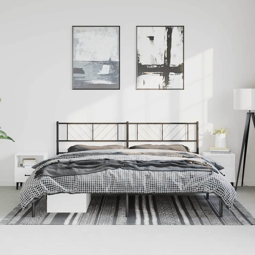 Bettgestell mit Kopfteil Metall Schwarz 193x203 cm