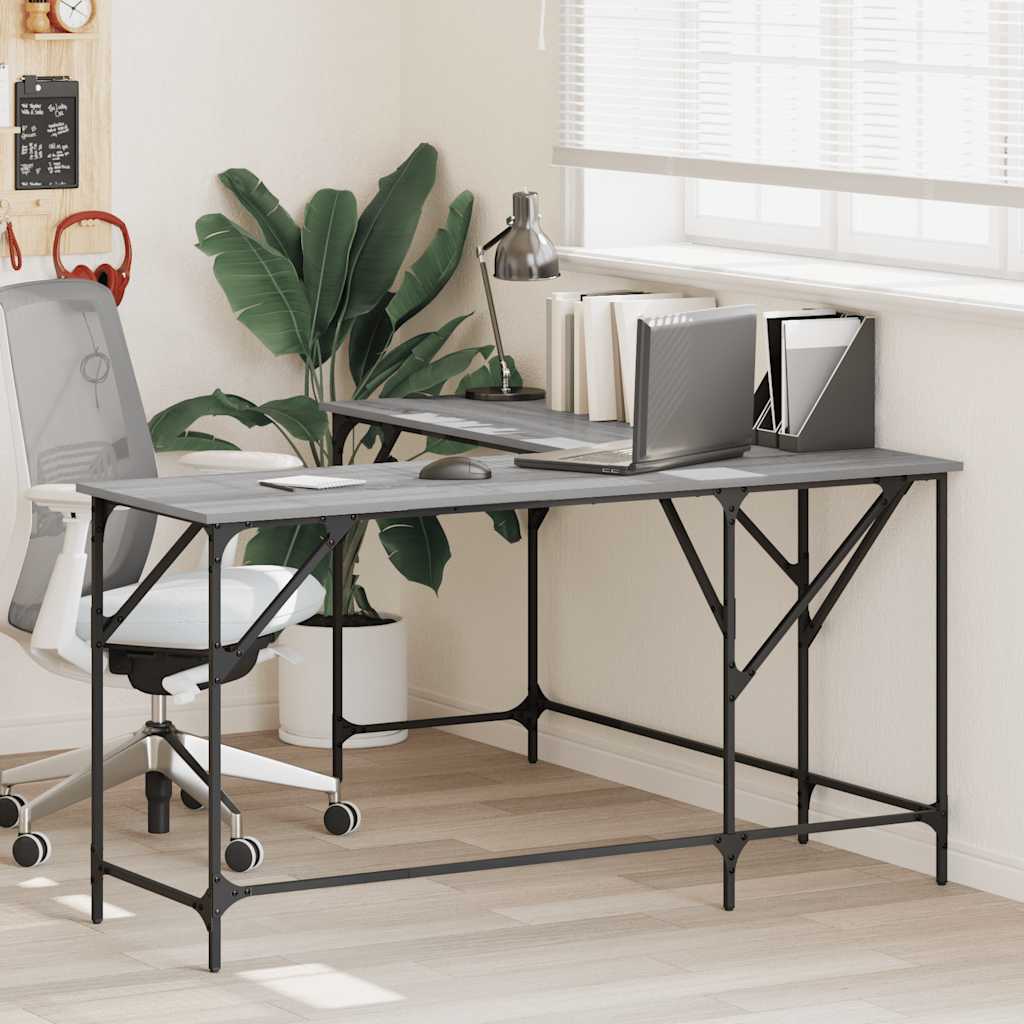 Schreibtisch Grau Sonoma 149x149x75 cm Holzwerkstoff