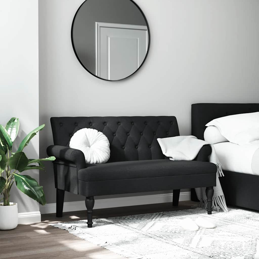 Bank mit Rückenlehne Schwarz 120x62x75,5 cm Stoff