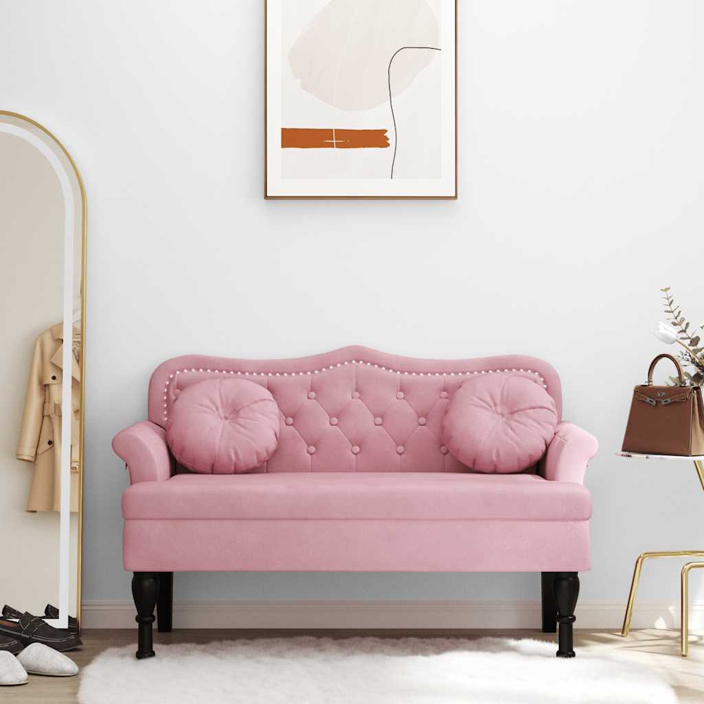 Sitzbank mit Kissen Rosa 120,5x65x75 cm Samt