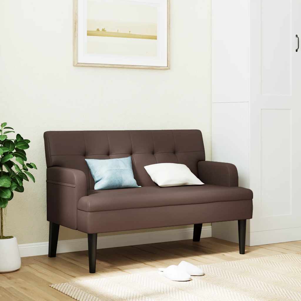 Sitzbank mit Rückenlehne Braun 112x65,5x75 cm Kunstleder