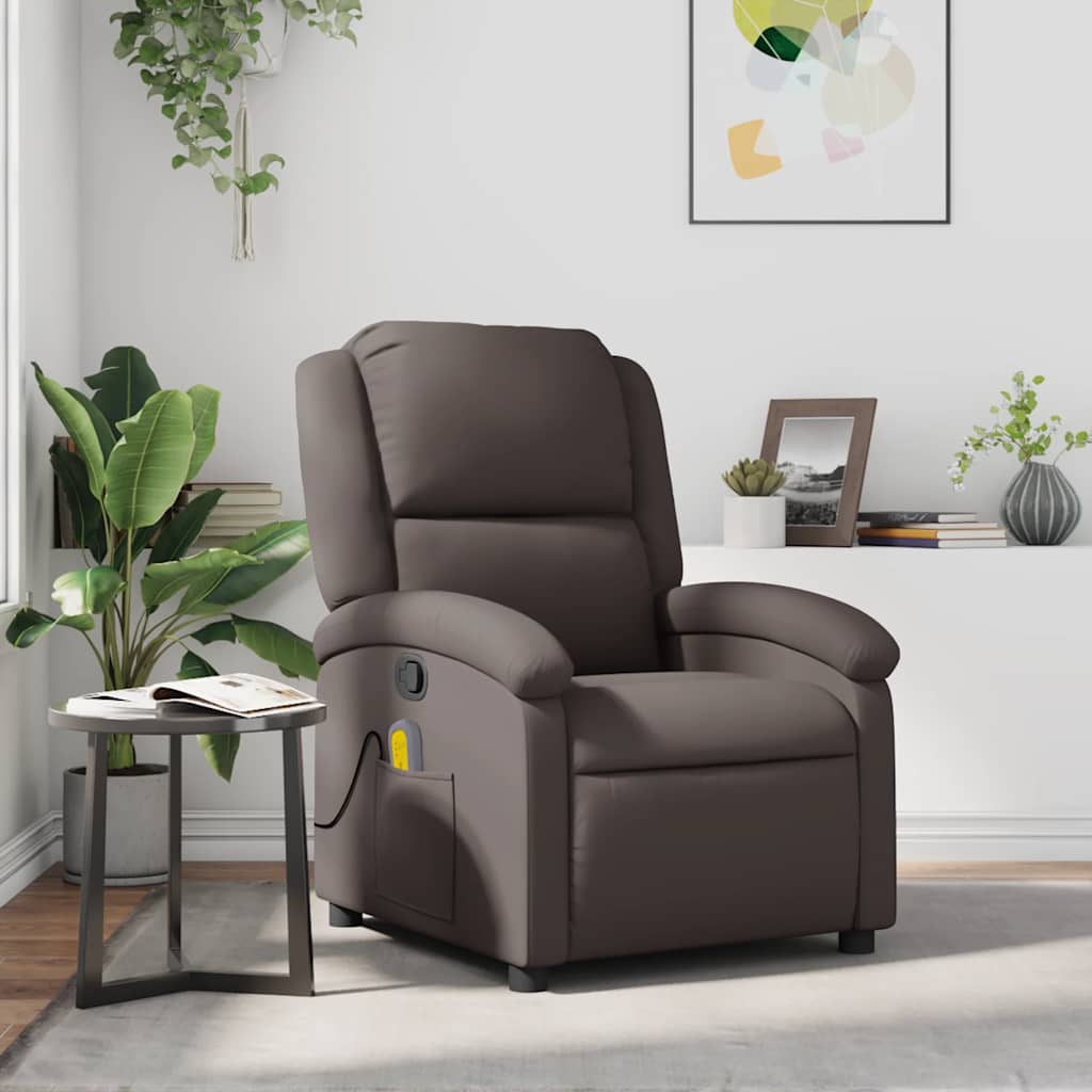Massagesessel Dunkelbraun Echtleder