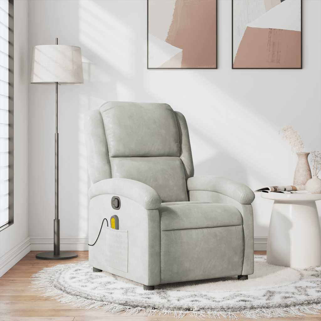 Massagesessel Hellgrau Samt