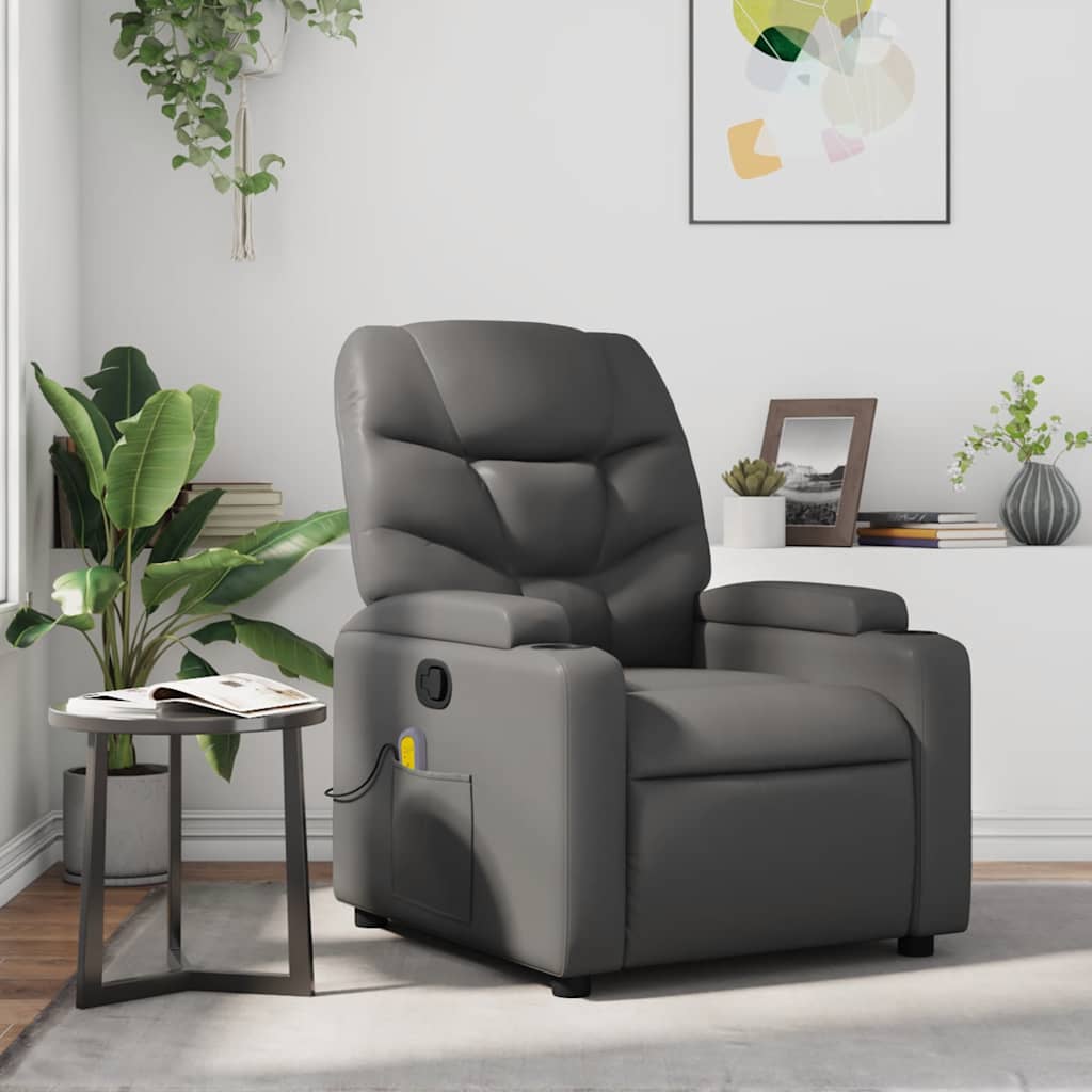 Massagesessel Grau Kunstleder