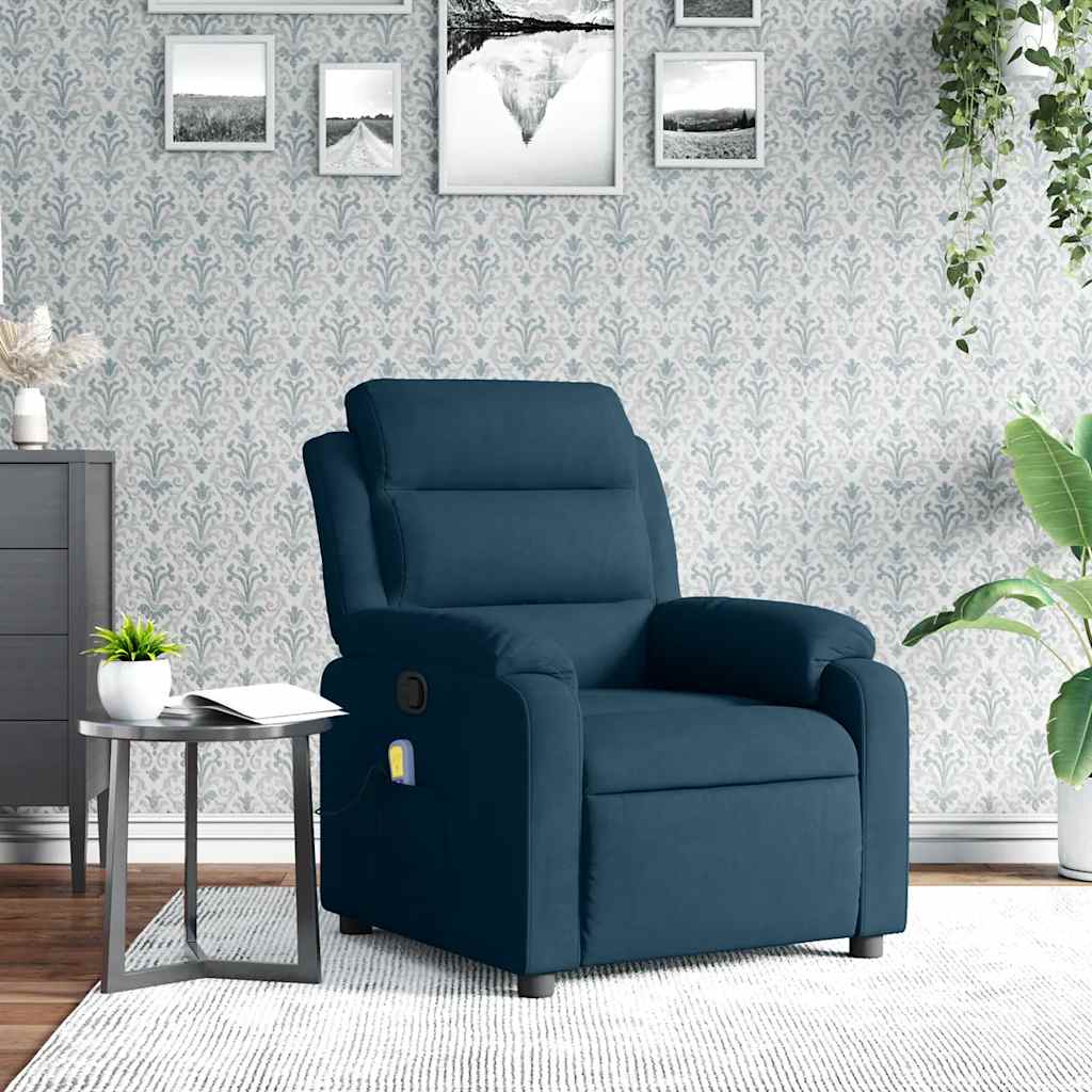 Massagesessel Blau Samt