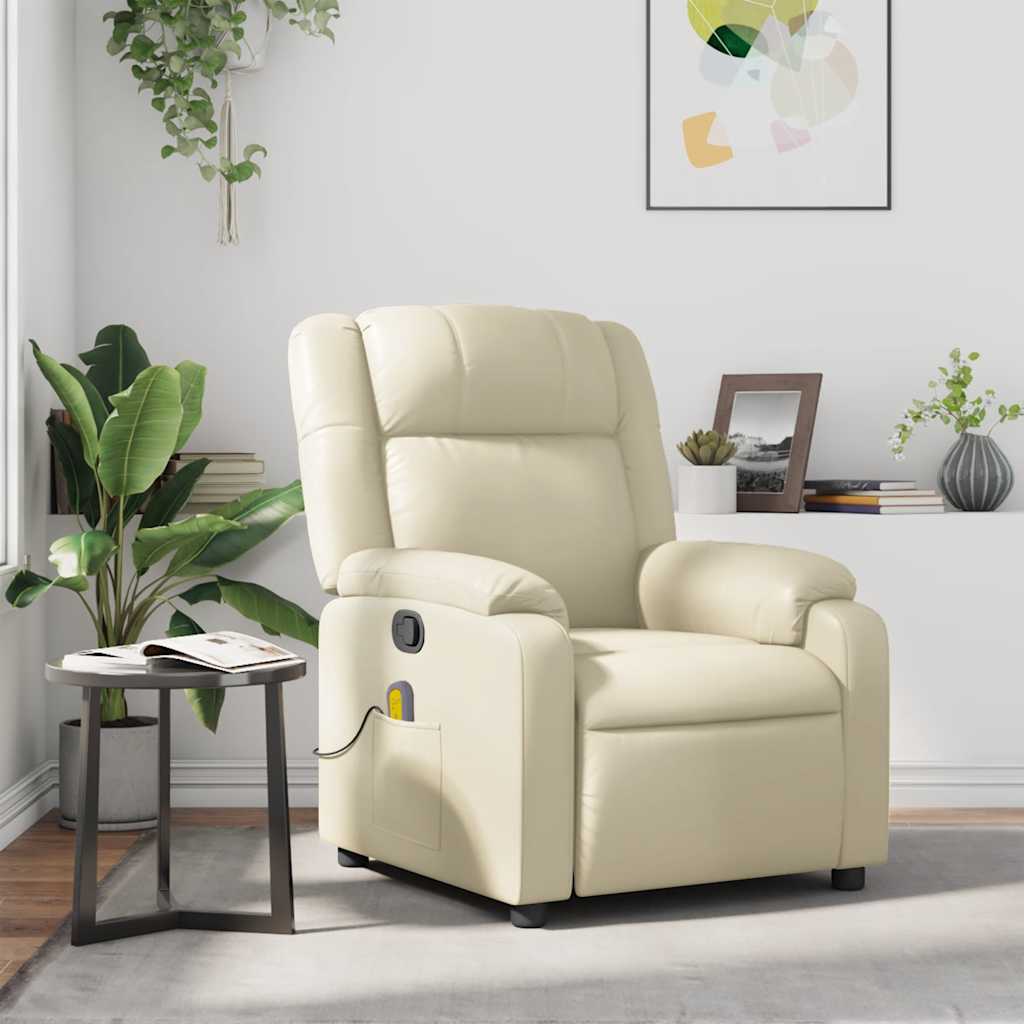 Massagesessel Creme Kunstleder