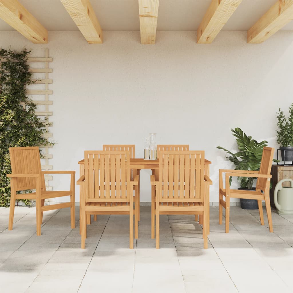 7-tlg. Garten-Essgruppe Massivholz Teak